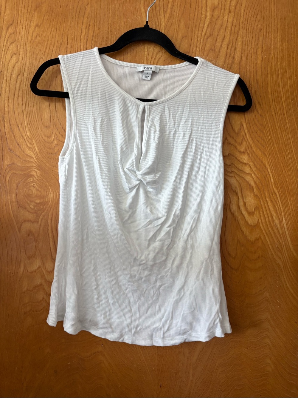 Bar III White Twist-Detail Sleeveless Tank 1X
